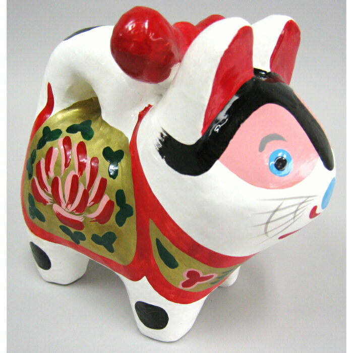 犬張子　（小）　お宮参り　犬張子・扇子・のし袋・麻ひも付　(犬張子のサイズ　約18.5×18.5×10.5cm)　日本製