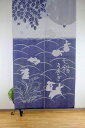 送料無料 防炎のれん 花粉キャッチ機能付き ロング 85センチ×150センチ 七福うさぎ