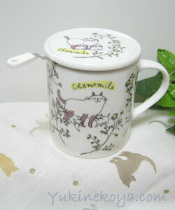 【猫のマグカップ・茶こし付き】Cat Chips(キャットチップス) ハーブマグ カモミール 【日本製】(吉沢深雪 猫雑貨 ネコグッズ ねこ キャット)