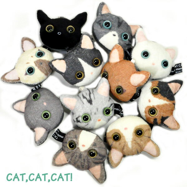 CAT,CAT,CAT!　猫顔　携帯ストラップ　液晶クリーナー付 （猫雑貨 猫グッズ）10P27aug10メール便×NG　★個性的な11匹