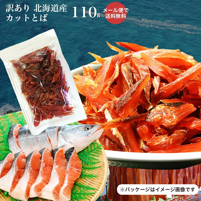 訳あり 北海道産 カット <strong>鮭とば</strong> 110g 北海道(ホッカイドウ) <strong>鮭とば</strong> メール便 送料無料 おつまみ 簡易包装 トバ シャケ サケ 珍味 ポイント 留萌 北海道 名産