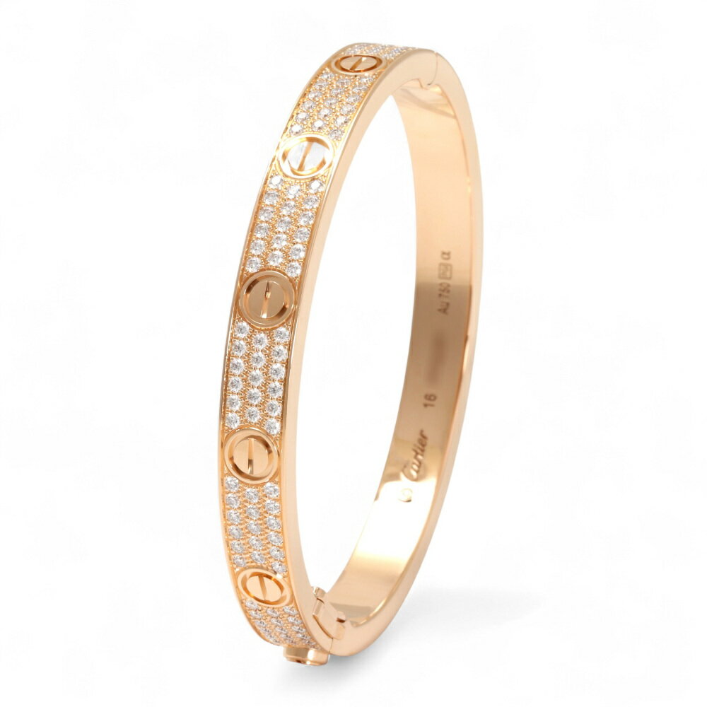 カルティエ ラブ クラシックモデル パヴェダイヤ K18ピンクゴールド ブレスレット 中古