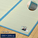 純国産/日本製 い草ラグカーペット 『くまモン 温泉』 約200×200cm 正方形