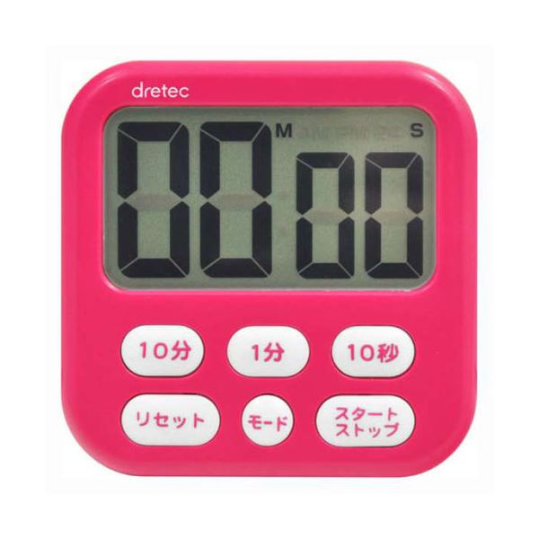 (まとめ)DRETEC キッチン 台所 クロックとしても使える 大画面タイマー シャボン6 ピンク T-542PK【×5セット】