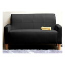 コンパクトソファー/ローソファ 低い フロアタイプ ロータイプ フロアソファ ー 【2人掛け ブラックレザー調】 約113×62×68cm 肘付き 脚付き 『MINI』 組立品 〔リビング ダイニング〕 黒