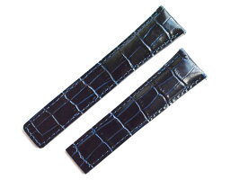 「タグホイヤー(TAGHEUER)向け」輸入王オリジナルベルトモナコDバックル用型押しクロコ22/18mmブルー社外品