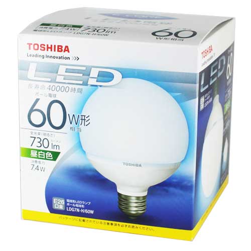 LED電球 E26 東芝 ボール形 LDG7N-H 60W ≪昼白色≫ 明るさ電球60W形相当 [G...:yutori:10011123