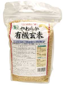 炊飯器で手軽にふっくら炊けるやわらか有機玄米（あきたこまち）　1kg