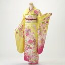 【レンタル】【2月〜11月】振袖 フルセット からし・黄系 花柄 Mサイズ リユース 状態_A 良品 成人式 結婚式 卒業式 振袖セット レンタル着物 36946
