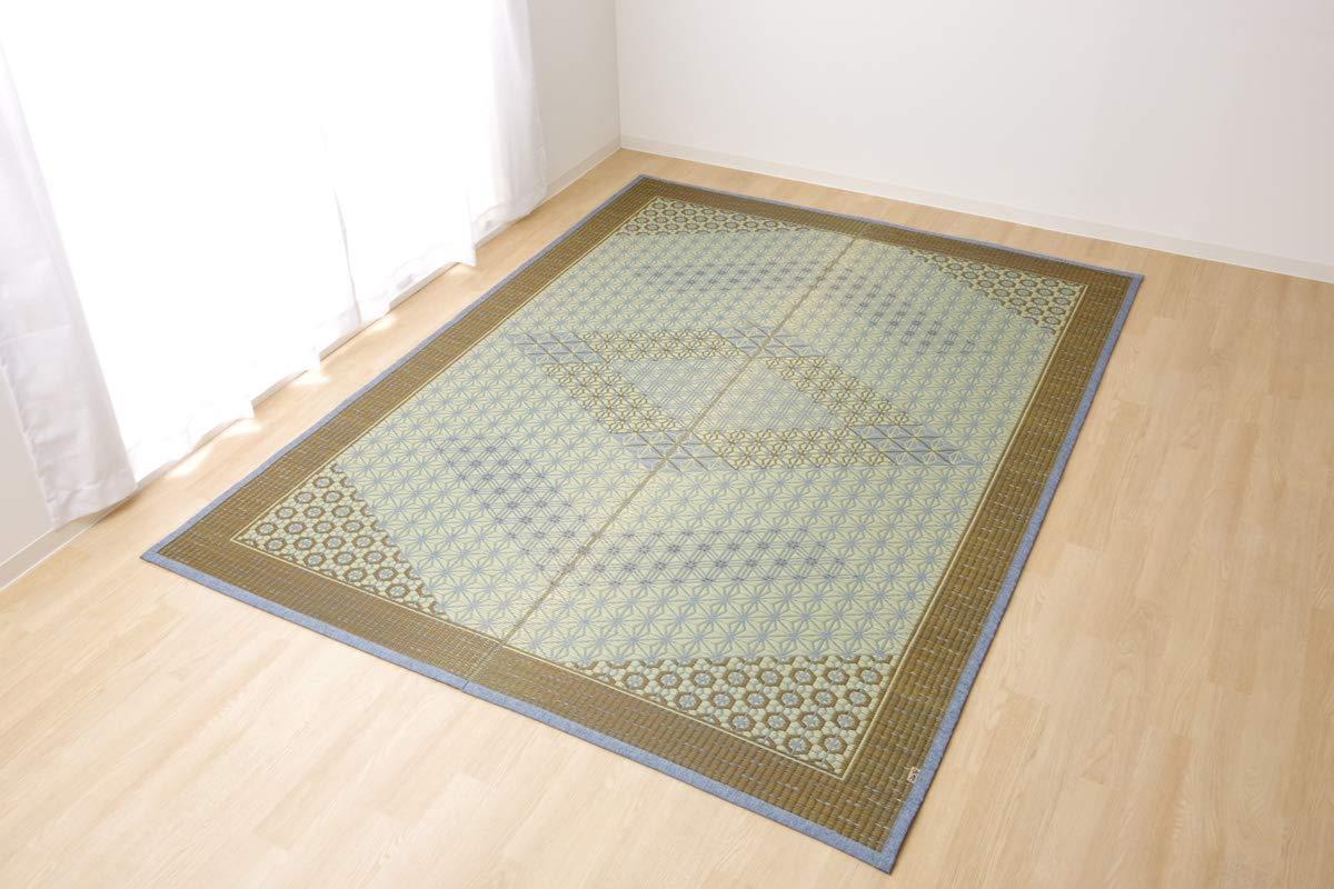 イケヒコ い草 ラグ カーペット DX組子 約191×191cm グレー 日本製 裏 不織布 #1715370