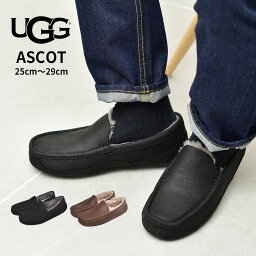 【店内全品★P5倍！】アグ アスコット UGG <strong>モカシンシューズ</strong> <strong>メンズ</strong> 黒 ブラック 茶色 ブラウン ASCOT 1103889 フラット シューズ <strong>モカシンシューズ</strong> ボア あったか 保温 防寒 歩きやすい おしゃれ 秋 冬 春 夏 靴 <strong>ブランド</strong> 売れ筋 プレゼント 正規品 レザー