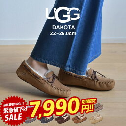 【店内全品★P5倍！】アグ ダコタ UGG <strong>モカシン</strong> レディース ブラック 黒 ブラウン グレー DAKOTA 1107949 ファー フラット シューズ ぺたんこ リボン ボア ムートン もこもこ あったか 防寒 保温 スエード カジュアル ブランド 売れ筋 プレゼント