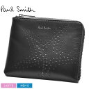 PAUL SMITH ポール スミス 財布 ブラック 5303 A40587 WLT CORNER ZIP STARS メンズ レディース 本革 レザー 収納 ブランド おしゃれ シンプル 贈り物 プレゼント ギフト カジュアル 名刺 カード コイン 2つ折り 星 L字