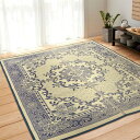 花柄 い草ラグマット 絨毯 / ブルー 240×330cm 6畳タイプ / 長方形 空気清浄 除湿効果 〔リビング ダイニング〕 九装