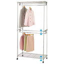 大量収納!1.5倍掛頑丈ハンガー 幅91cm・2段掛 組立品