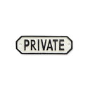 サインプレート「PRIVATE」 ホワイト 63583 アイアン 控室 控え室 事務所 従業員 休憩室 入口 入り口 15.5cm 5cm ドア サイン プレート 鋳鉄 ディスプレイ 案内 表示 アメリカン