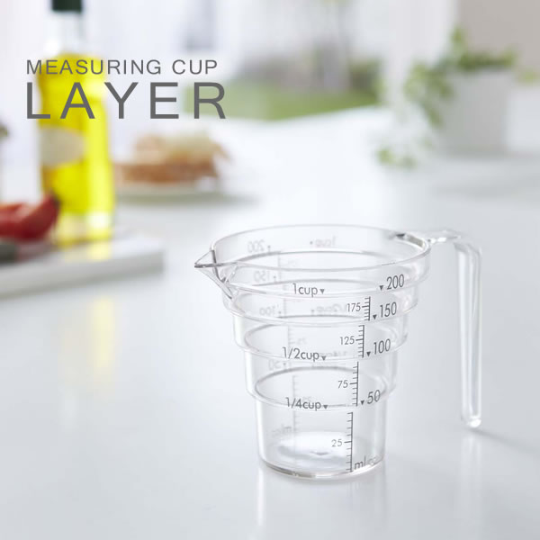 【ポイント10倍】計量カップ 【LAYER】段々計量カップ レイヤー 200ML クリア/…...:zakkashop:10012843