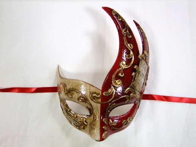 ベネチアのマスケラ 仮面 アイマスク ムーン メロディ レッド　A　※あす楽は時間指定不可
