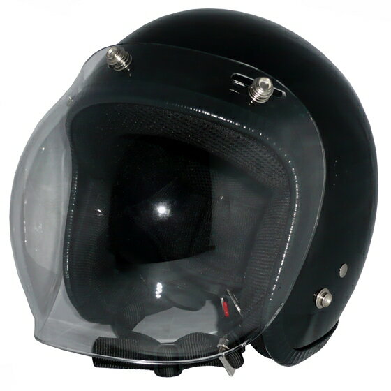 ZK-300　ヘルメットスモールジェット【ブラック】+クリアーバブルシールド SG公認　全…...:zawakita:10000031
