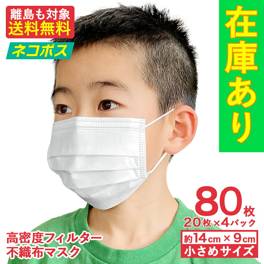 【クーポン配布中】ポイント10倍！14時までのご注文当日発送！マスク 小さめ こども 在庫あり 80枚 箱 不織布 使い捨て 14cm プリーツ 子供用 子ども 花粉 ハウスダスト 痛くならない 3層 ノーズワイヤー【マスク・シューズと同梱不可】 mk3100