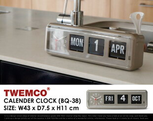 TwemcoCalendarClock#BQ-38“Gray”/トゥエンコカレンダークロックグレーパタパタ時計置き時計クロック時計DETAIL【あす楽対応_東海】