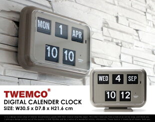 TwemcoDigitalCalendarClock#QD-35“Gray”/トゥエンコデジタルカレンダークロックグレーパタパタ時計置き時計掛け時計クロック時計DETAIL【あす楽対応_東海】