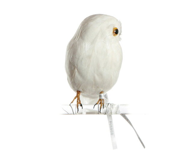 Owl White　【S】横向き　フクロウ PUEBCO Artificial Birdsプエブコ アーティフィシャルバード107073