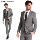 トミーヒルフィガー メンズ スーツ TOMMY HILFIGER ストレッチ ウール グレー ストライプ シングル 2つボタン 2B ノータック ブランド ビジネス TMLOWENASB0173 SALE_2_d