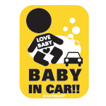 ドライブマーク ≪訳ありアウトレット品≫ BABY　IN　CAR（角・M・LOVE　BABY・イエロー）【ベビー インカー Baby in car 赤ちゃん ドライブマーク 車 カー用品 ベビーマーク サインマーク ベビー サイン マーク 楽天 通販】