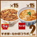 すき家なか卯コラボ2種セット×3すき家牛丼の具15パック×なか卯親子丼の具15パック 冷凍食品【SD】【NeR】