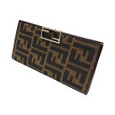 【中古】【良い】 OLDFENDI オールドフェンディ ヴィンテージフェンディ 財布 長財布 二つ折り財布 ユニセックス 1990年代90’s ズッカ柄 FFロゴ 小銭入れあり キャンバス/レザー シルバー金具 カーキ/ブラック