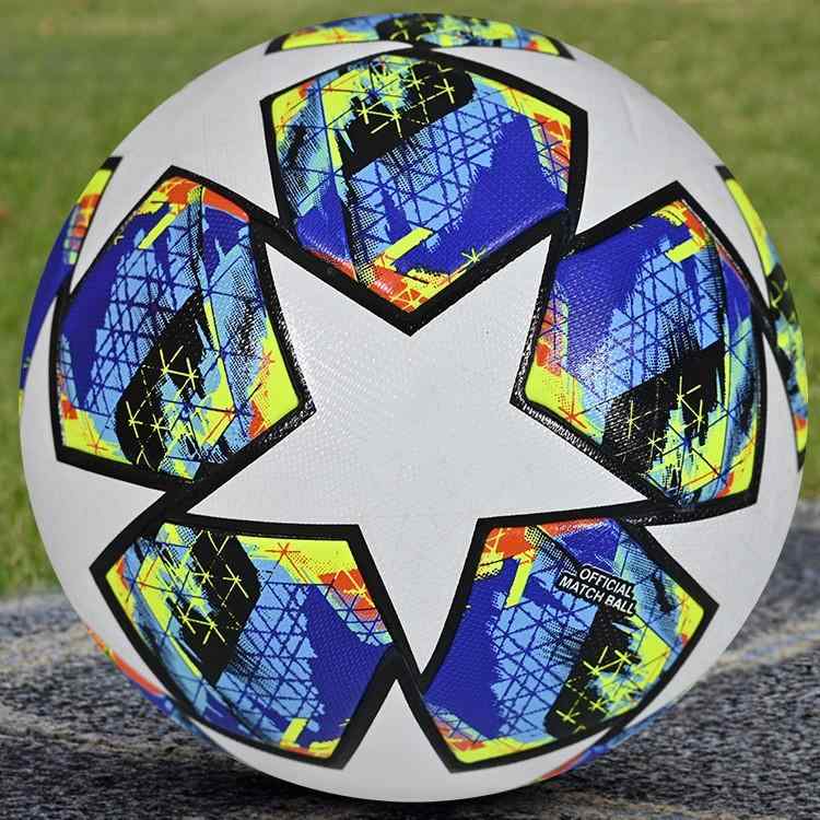 サッカーボール 5号 4号 縫い目なし PU 熱粘着 フットボール 虹色 星柄 一般用 ジュニア用(x10)