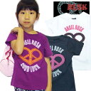 RUSK ラインストーン ピースTシャツ 半袖Tシャツ ラスク ラスクガール RUSKGIRL 女の子 ガールズ アメカジ キッズ プリント ジュニア 子供服 Tシャツ 半袖 ラインストーン「329-50」