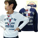 「1311-04」 POSTAR POSTAR柄プリント前たてロンT ポスター 男の子 ボーイズ ベビー アメカジ キッズ ジュニア 子供服 Tシャツ ロゴ 長袖 プリント