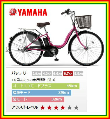 長生きバッテリー搭載！YAMAHA（ヤマハ）　パスナチュラL (PASナチュラL)　電動自転車 (PM26NL/PM24NL)2013年モデル！おまけ4点セット付き！！