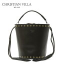【送料無料】【and GIRL 雑誌掲載】≪CHRISTIAN VILLA≫ クリスチャン・ヴィラ (POPCORN ポップコーン)本革レザー ブラック ラージサイズ ショルダー バケツバッグ Learther Bag (Black)【レディース】