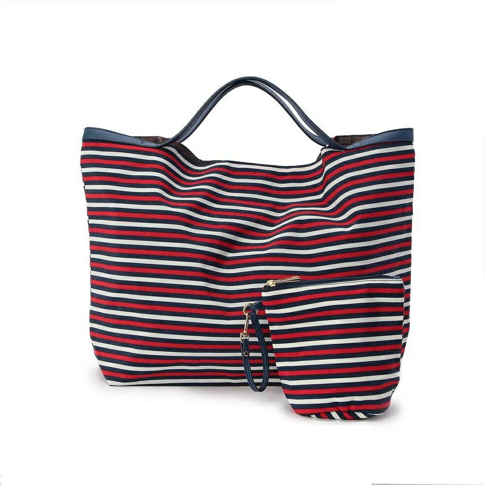 smart pink ポーチ付きボーダートートバッグ ネイビー(393) 00