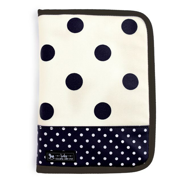 マルチケース/母子手帳ケース ファスナータイプ polka dot large twill・white