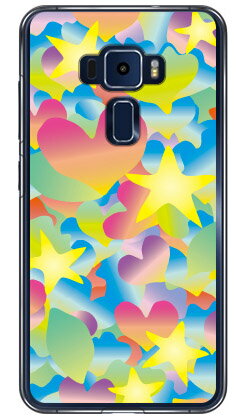 スマホケース グラデーションスター ブルー  クリア / for zenfone 3 5.5インチ ze552kl/mvnoスマホ simフリー端末  coverfull