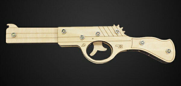 木工工作キット　輪ゴムピストル　ＴＹＰＥ７　回転式（６連射）モデル