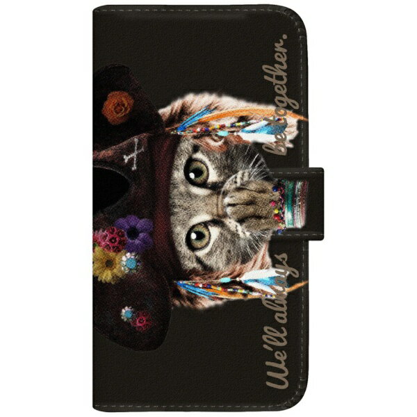 CaseMarket｜ケースマーケット NYAGO A001SH 厚手手帳型ケース パイレーツ ソラちゃん 肉球をペロペロするにゃー。 かわいい猫フェイス ブラック A001SH-BNG2A7074-88