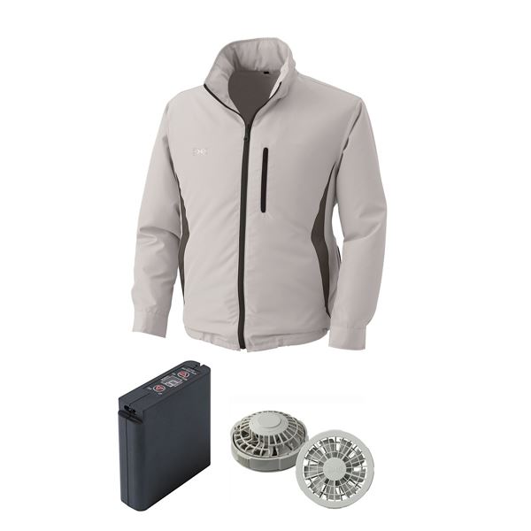 空調服 フード付ポリエステル製空調服リチウムイオン大容量バッテリーセットシルバーM 0520G22C06S2