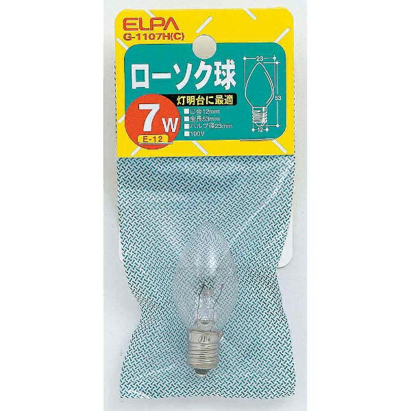 ELPA ローソク球 7W 口金E12 クリア G-1107H-C