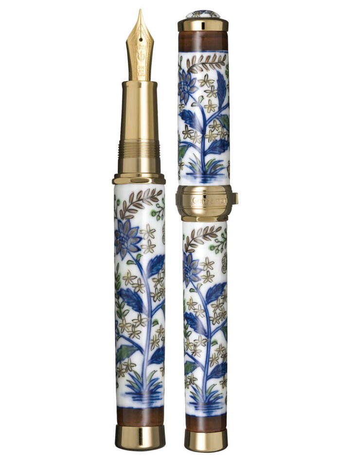 セーラー萬年筆｜THE SAILOR PEN 有田焼万年筆 源右衛門窯製 染錦更紗手花蝶文 中字 M 金 10-2550-400