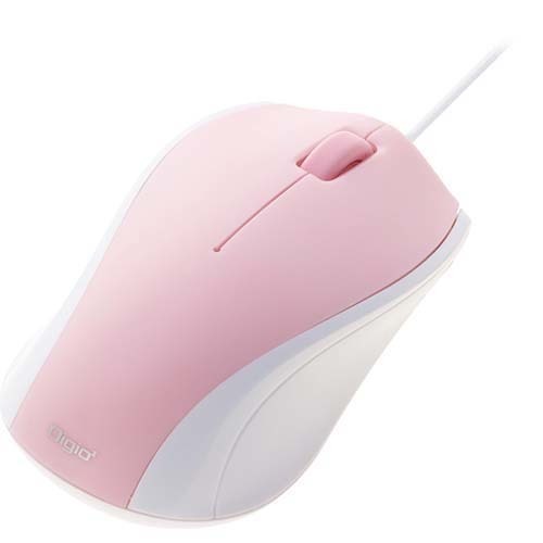 有線静音3ボタンブルーLEDマウス ピンク MUS-UKT102P(1コ入)