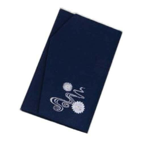 正絹ちりめん刺繍金封ふくさ 化粧箱入り 菊 紺 46-013163