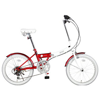 ビーグロウ 20インチ カラフル折りたたみ自転車 6段変速 トレイラー レッド(1台)