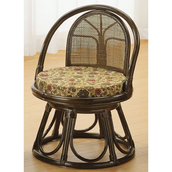 今枝商店 Romantic Rattan 籐回転座椅子 ミドルハイタイプ S513B 籐回転座椅子 ミドルハイタイプ 通気性 ダークブラウン 快適 手作り 自然素材 耐荷重 回転座椅子 立ち座り