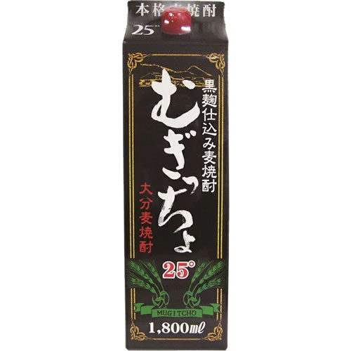 むぎっちょ 乙類25°麦焼酎 黒麹仕込み パック 麦 1.8L