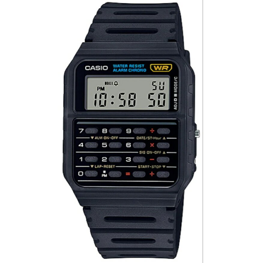 【CASIO CALCULATOR】 カシオ海外専売モデル カリキュレーター ユニセックスデジタル腕時計 ブラック ウレタンベルト CA-53W-1ZD